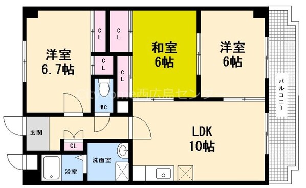 天満町駅 徒歩10分 7階の物件間取画像